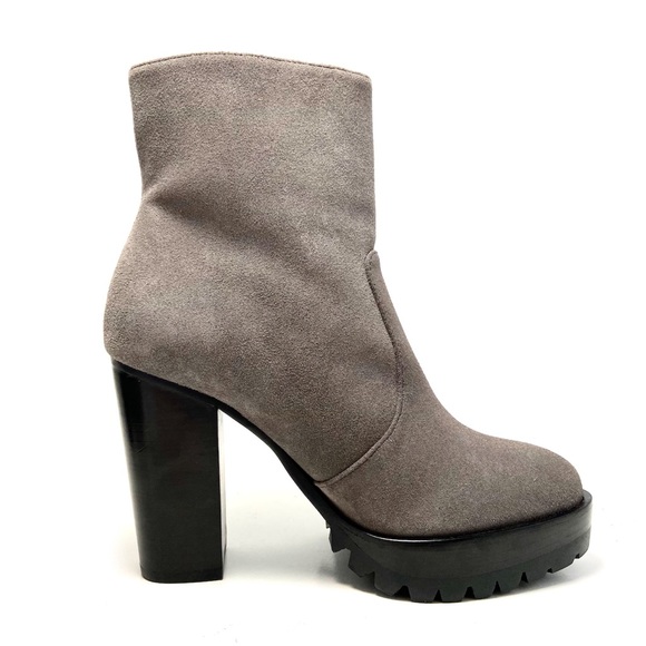 AllSaints Ana Gray Suede Lug Sole Ankle Boots - Picture 5 of 12